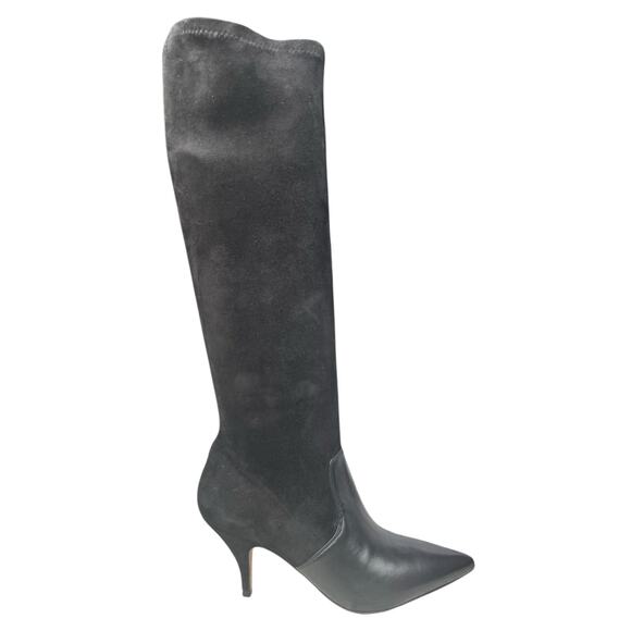 Tory Burch Women’s Georgina Black Leather Stretch Pointed Toe Boot Size US 8.5 - Picture 1 of 12
